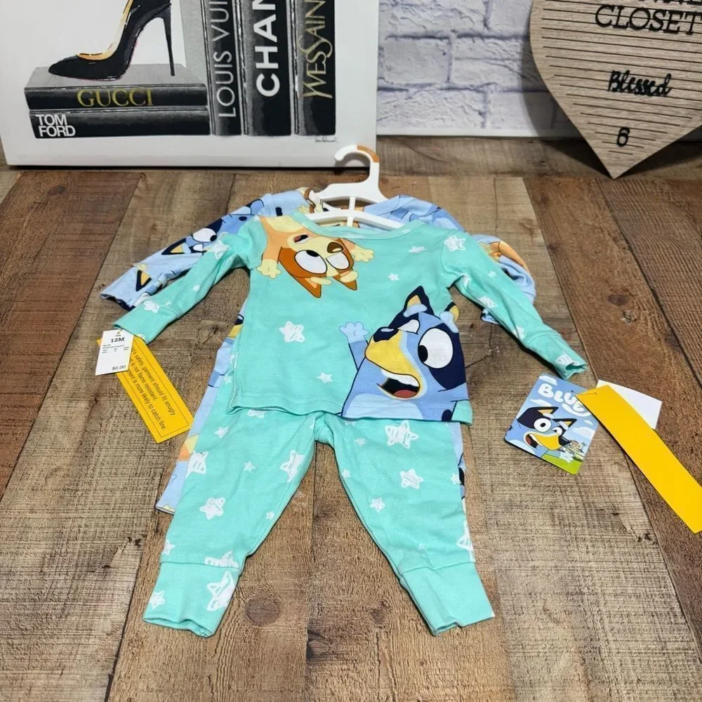 Bluey Disney Toddler 2pc Snug Fit Bluey Cotton Pajama Set - 12 Months, Blue NWT